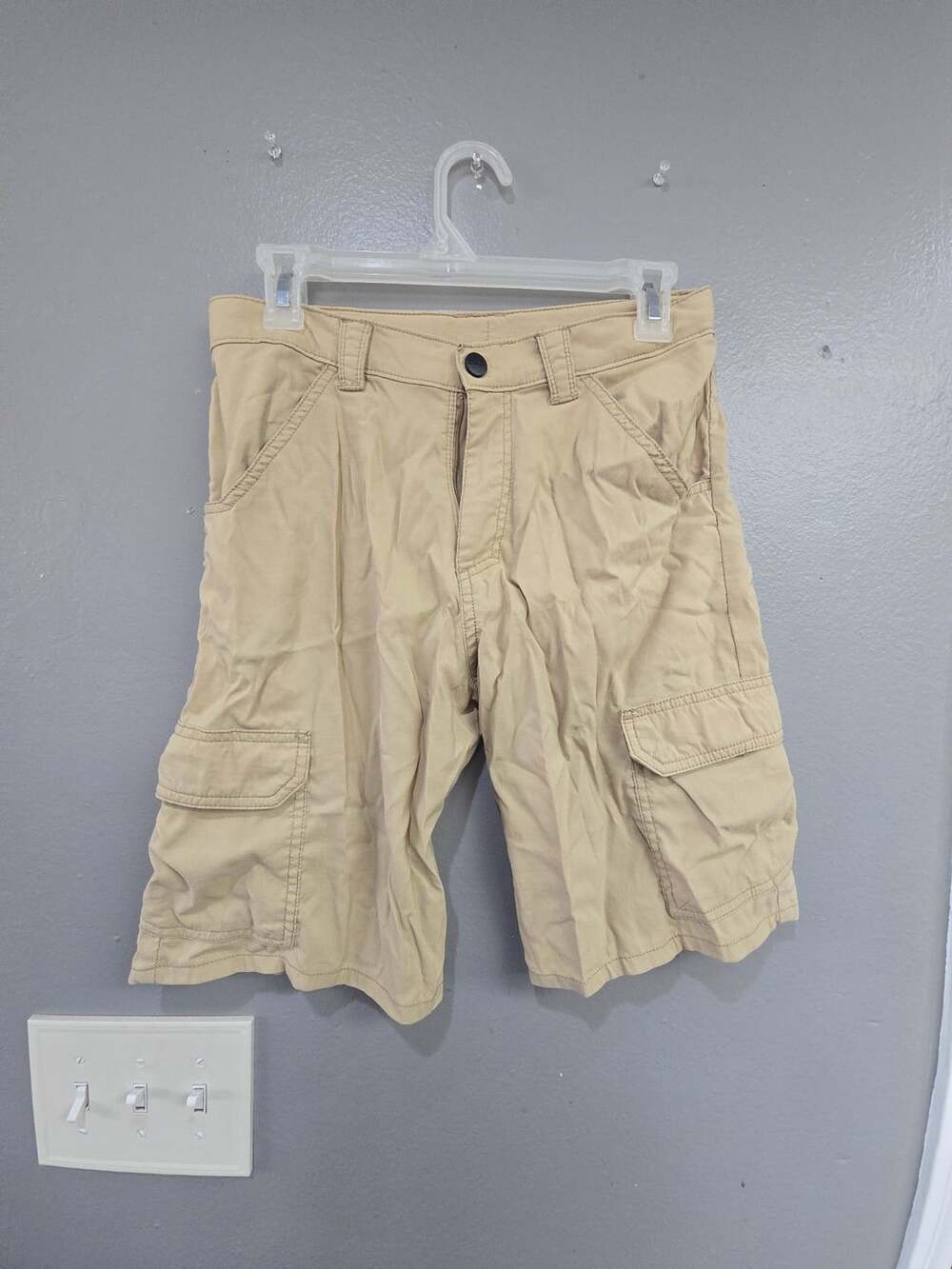 Boys Cargo Shorts Size 14 Regular Tan Nylon Spandex